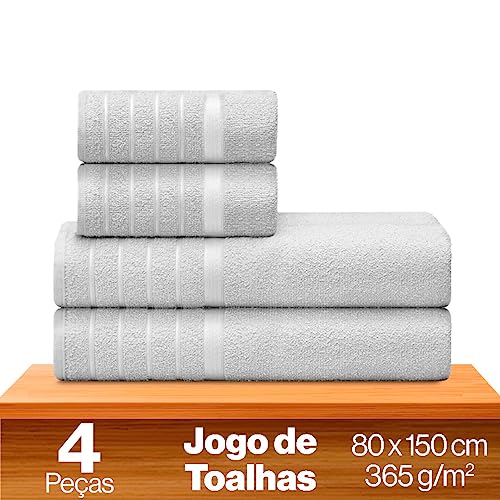 Jogo C/ 4 Toalhas - 2 Banhão - 2 Rosto - 100% Algodão - Soft Max (Branco)