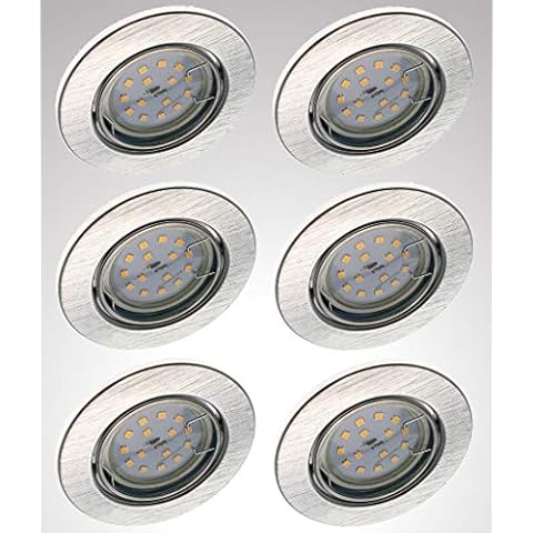 Conjunto de 6 Downlights LED en aluminio cepillado Trango Cover