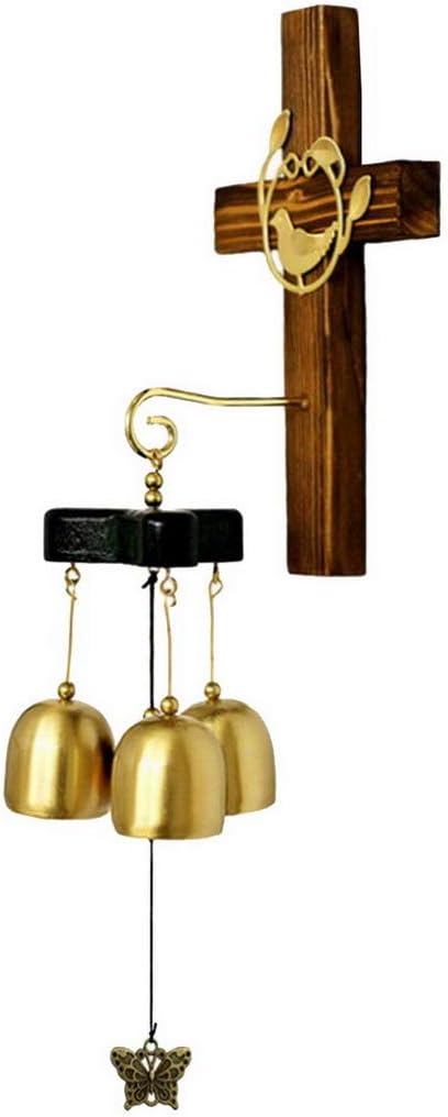 RESTBUY Wind Chime Cross Shape Great Sound Bells Christian Cross Wind Chimes for Yard Doors Window Patio Decor Hanging Ornament Gift