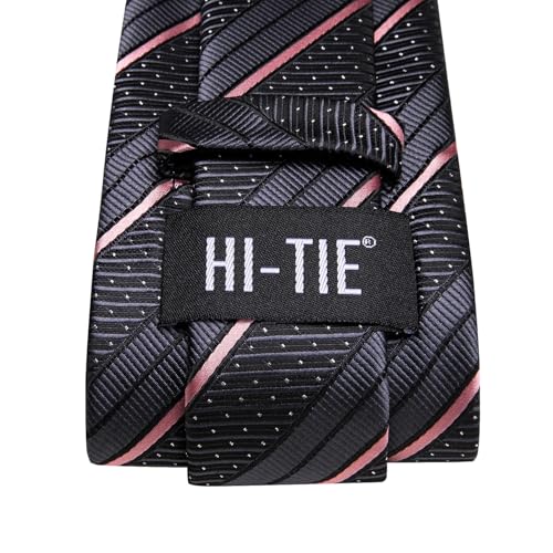 Image of Hi-Tie Silk Ties for Men Plaid Paisley Striped Necktie Pocket Square Cufflinks Set Formal Business