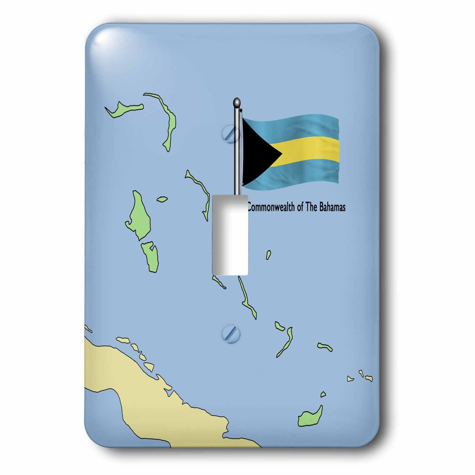 Interrupteur à baïonnette motif carte et drapeau des Bahamas 3dRose LSP_55492_1 pour décoration