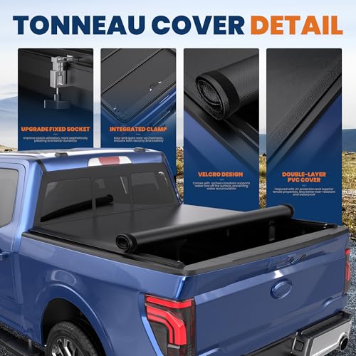 Image of KUIPERAUTO Soft Roll-up Truck Bed Tonneau Cover Compatible for 1982-2011 Ford Ranger 6' Bed