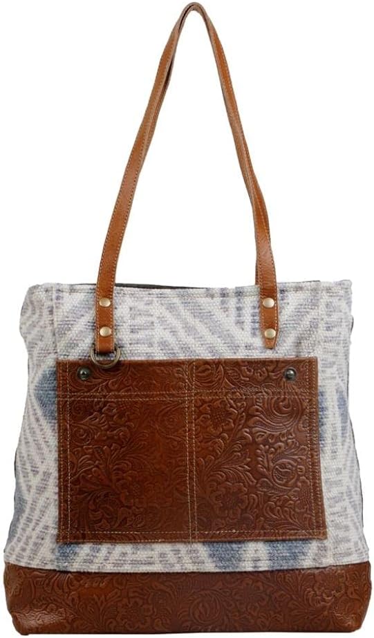 Myra Bag Urbane Elegance Tote Bag Upcycled Cotton & Leather S-2812