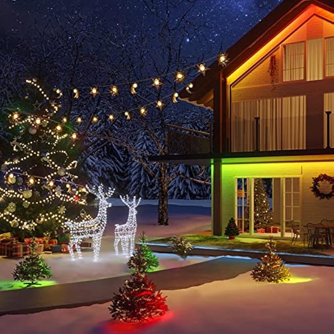 Solar String Lights Outdoor Star Moon Sun 13Ft 153In Led Solar Powered Fairy Decorative Lights for Garden Patio Yard Trees Mothers Day Gifts Wedding Party (Warm White) (Star Moon Sun String Lights)