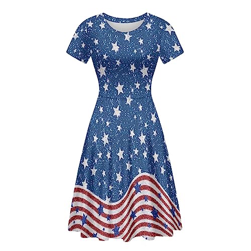 Image of Biyejit Women's Summer Casual Short Sleeve T-Shirt Swing Dress Crew Neck Plus Size S-4XL