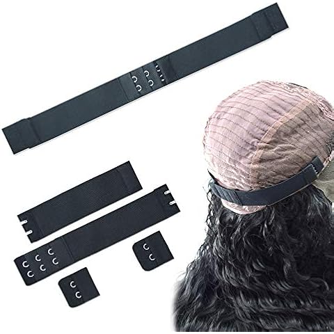 Dreamlover Elastic Bands for Wig, Adjustable Wig Strap to Secure Wig, Wig Band with Hooks for Sewing, 4 Sets Cover