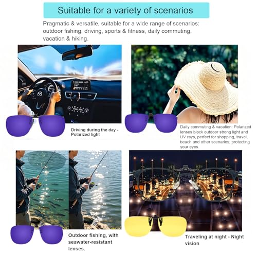 Image of MONICE Fishing Clip on Flip up Polarized Sunglasses Fit Over Prescription Glasses Driving UV Protection Gift Men Women