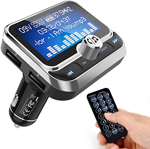 Bluetooth FM Transmitter for Car, Wireless Bluetooth 5.0 Radio Adapter Car Kit with Handsfree Calling 2 USB Ports Voltage Detection Support TF Card U-Disk