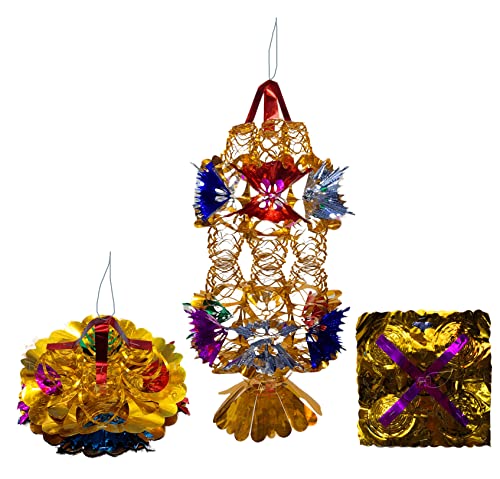 Image of Premium Folding Paper Hanging Lamps Chandeliers Garland for All Occasion (Medium Hawa Mahal, 6 Pieces)