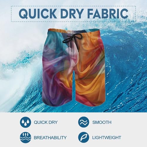 Men's Swim Trunks Quick Dry Board Shorts with Pockets Beach Shorts Hand Painted Silk Bathing Suits for Men3