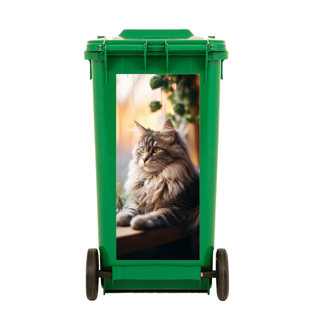 2X Sheets Cat Wheelie Bin Sticker Dustbin Sticker Self Adhesive Outdoor Sticker Indoor House Cat Animal Fridge BinWallStickers