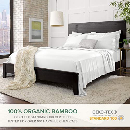 Image of Pure Bamboo Short Queen Sheets for RV Camper (60 inchx75 inch) - Genuine 100% Organic Viscose Derived from Bamboo Bed Sheet Set, Soft & Cooling, 2 Year Quality Promise (Short Queen, White)