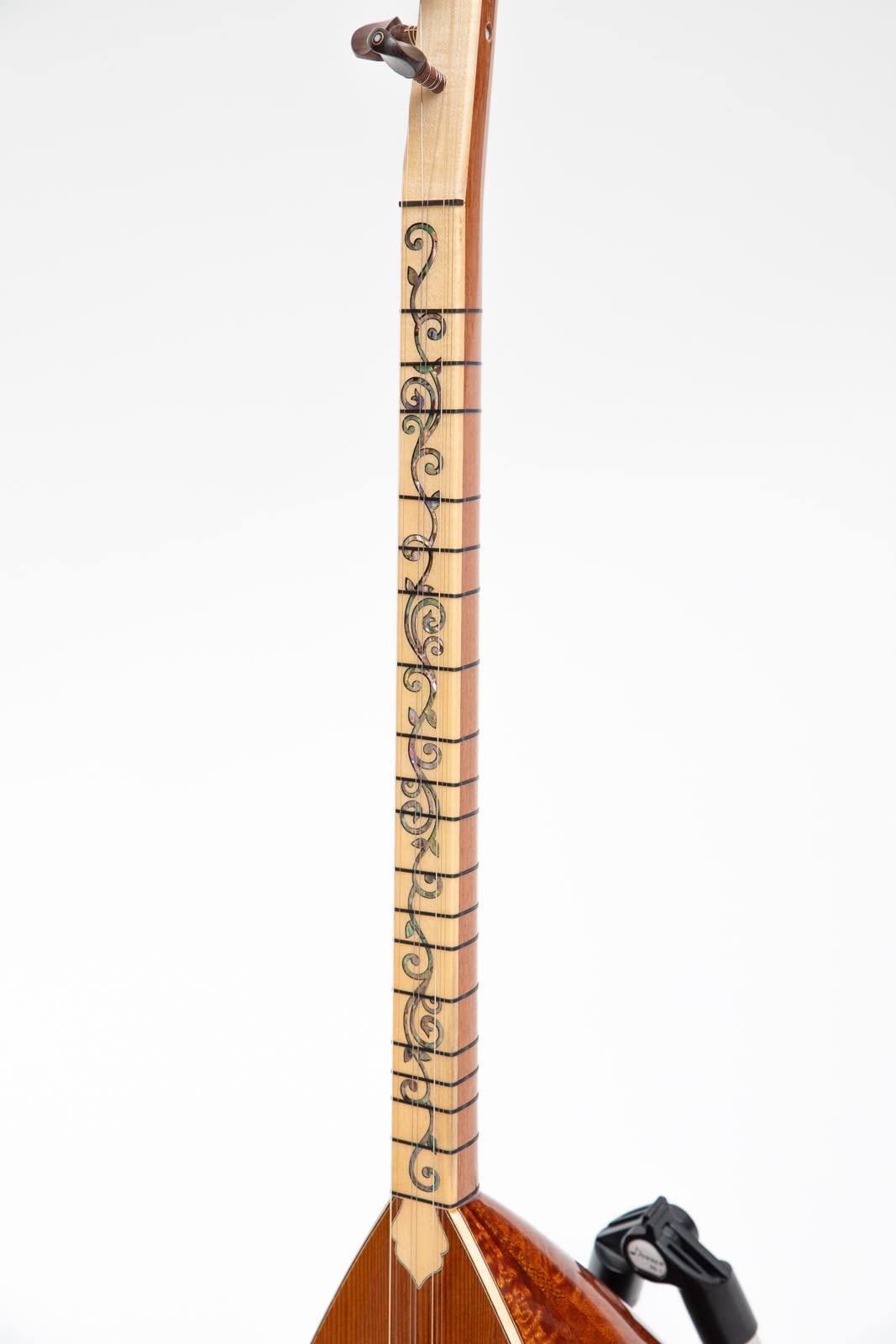 Saz Baglama Pamela-Holz und Perlmutt, professionelles Instrument, türkisches Saiten-Musikinstrument