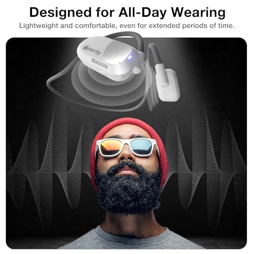 Image of Purity Air Open Ear Headphones - True Air Conduction Wireless Bluetooth Open Ear Earbuds with Dual Mic for iPhone /Android - Secured Long Wearing Comfort, Sports Sweat Resistant (White /Grey)