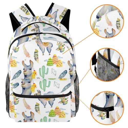 Sac à dos imprimé lama multicolore et résistant de dimensions 40x29cm - 3