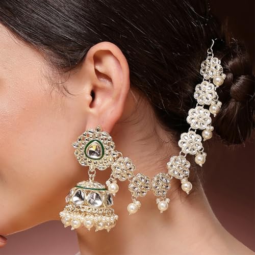 Image of Shining Diva Fashion Stylish Pearl Chain Traditional Jhumki Set Earrings for Women