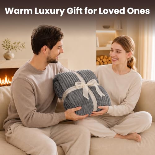 Image of Homemate Heated Blanket Electric Throw - 50 inchx60 inch Heating Blanket Throw 1 /2 /4 /6 /8 Hours Auto-Off 10 Heat Levels Over-Heat Protection Soft Flannel Sherpa Heater ETL Certification