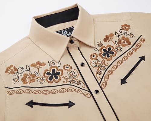 SALVAJE OESTE Women's Embroidered Western Cowboy Snap Front Long Sleeve Button Down Shirt2