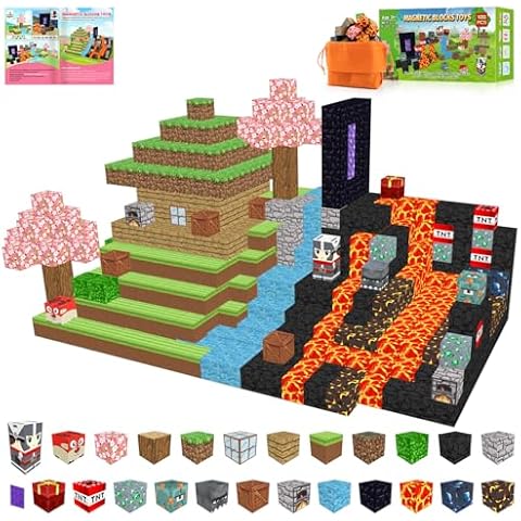 OLIA DESIGN Magnetic Blocks, 100PCS Build Magnet Magic Portal Game Set, Game-Based Build with Cubes Tiles, STEM Building Game Sensory Surprise for Toddlers Kids Starter Set 3+ Year Old Cover