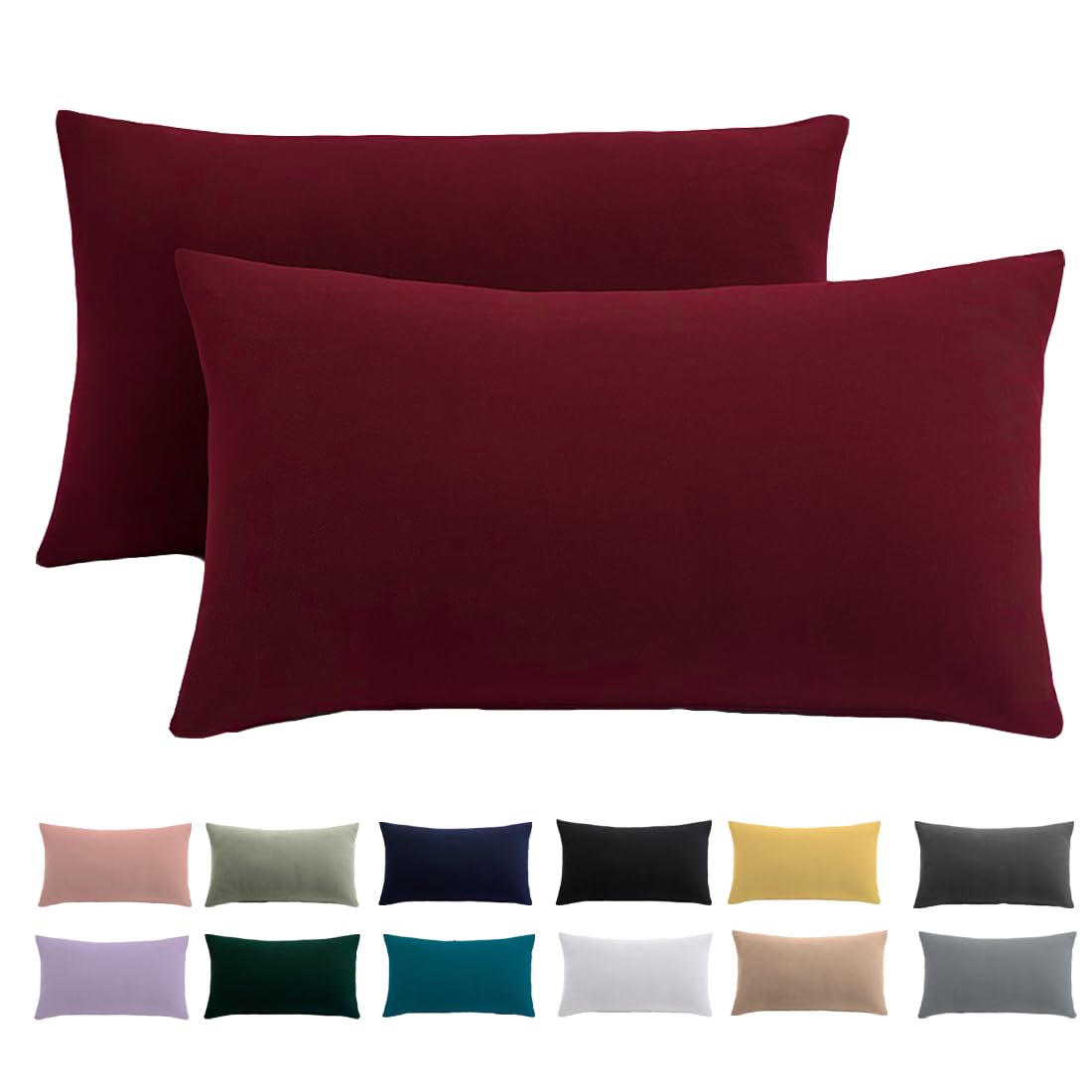 Cushion Cover 50 x 70 cm, Set of 2 - Pillowcase 50 x 70 cm, Red for Pillows, 100% Microfibre Cushion Cover, Non-Iron and Wrinkle-Free with Zip