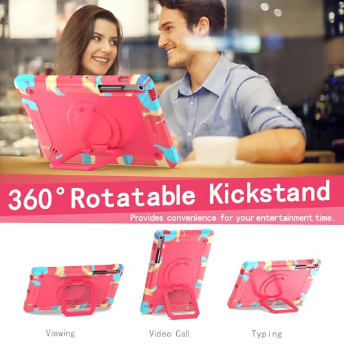 Image of Case for Samsung Galaxy Tab S10 FE+ /S10 FE Plus 13.1 Inch 2025 Released - Heavy Duty Impact Resistant Case Cover with Rotating Ring Stand (Candy /Pink)