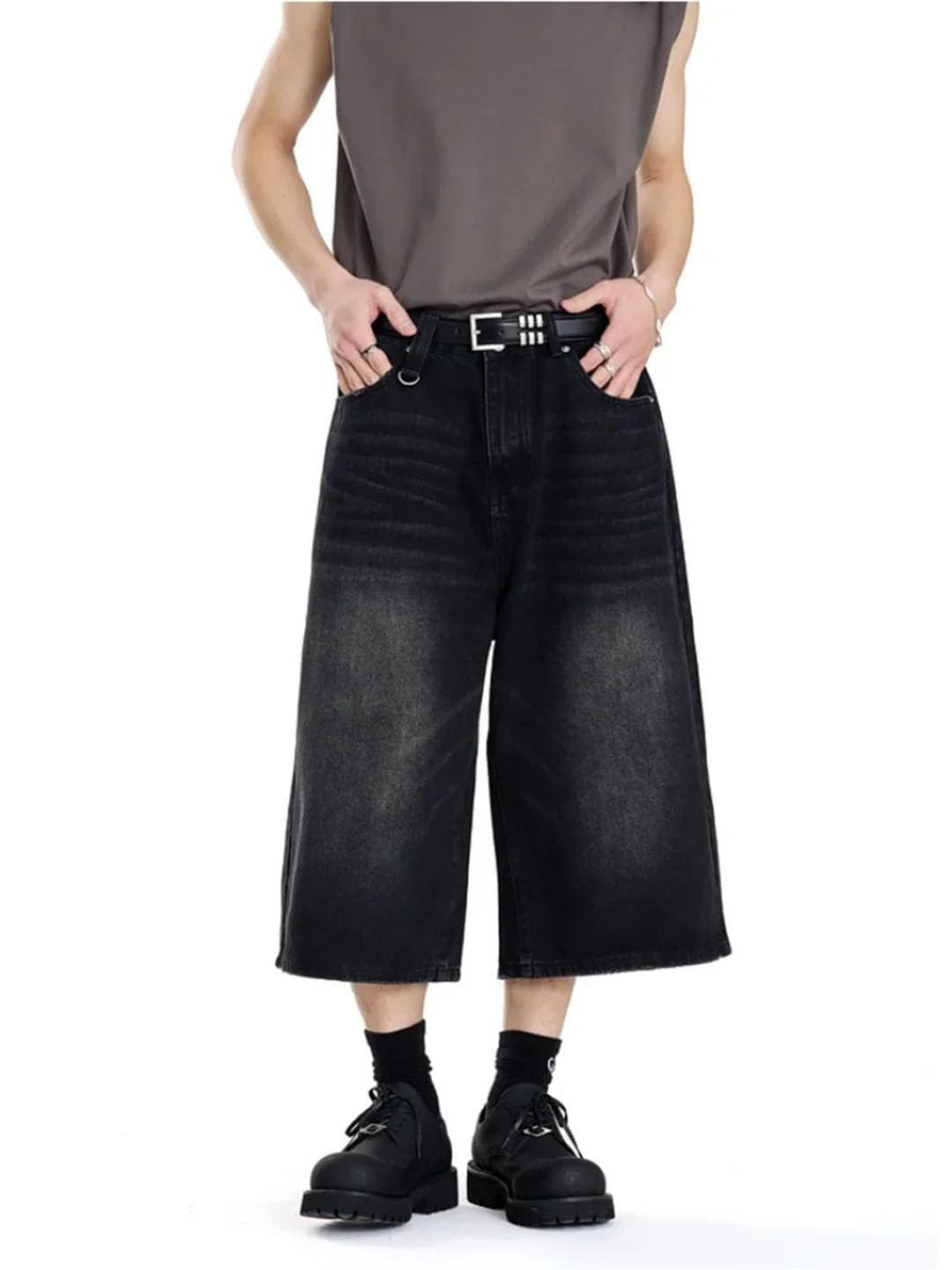 Damskie dżinsy w stylu vintage z wysokim stanem na co dzień luźne szorty z szerokimi nogawkami Street Denim szorty