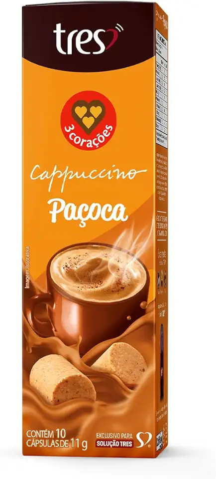 Cápsula de Cappuccino Paçoca 3 Corações 10 unid
