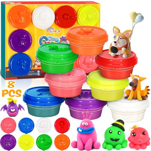 RDDAIPE 8pc Pate a Modeler Autodurcissante, Pate Autodurcissante Sans Cuisson, Air Dry Clay Magique, Argile Enfant, Pate Durcissante a L'air, Argile pour...