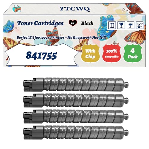 TTCWQ Compatible for Ricoh 841755 Toner Cartridges Work for Ricoh 841690 841689 841688 Aficio MPC4502AD MPC4502SPDF MPC5502AD Printers (4 Pack Black)