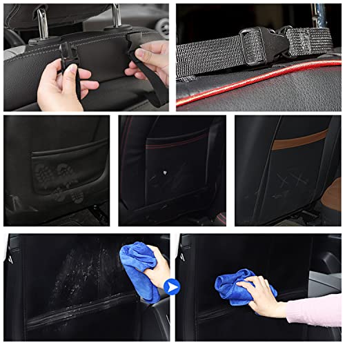Rückenlehnenschutz Auto 2 Stk Autositz Schutz Rückseite Kinder und Organizer mit 2 Großen Taschen zum Aufbewahren von Kindersachen,Kick-Matten Schutz