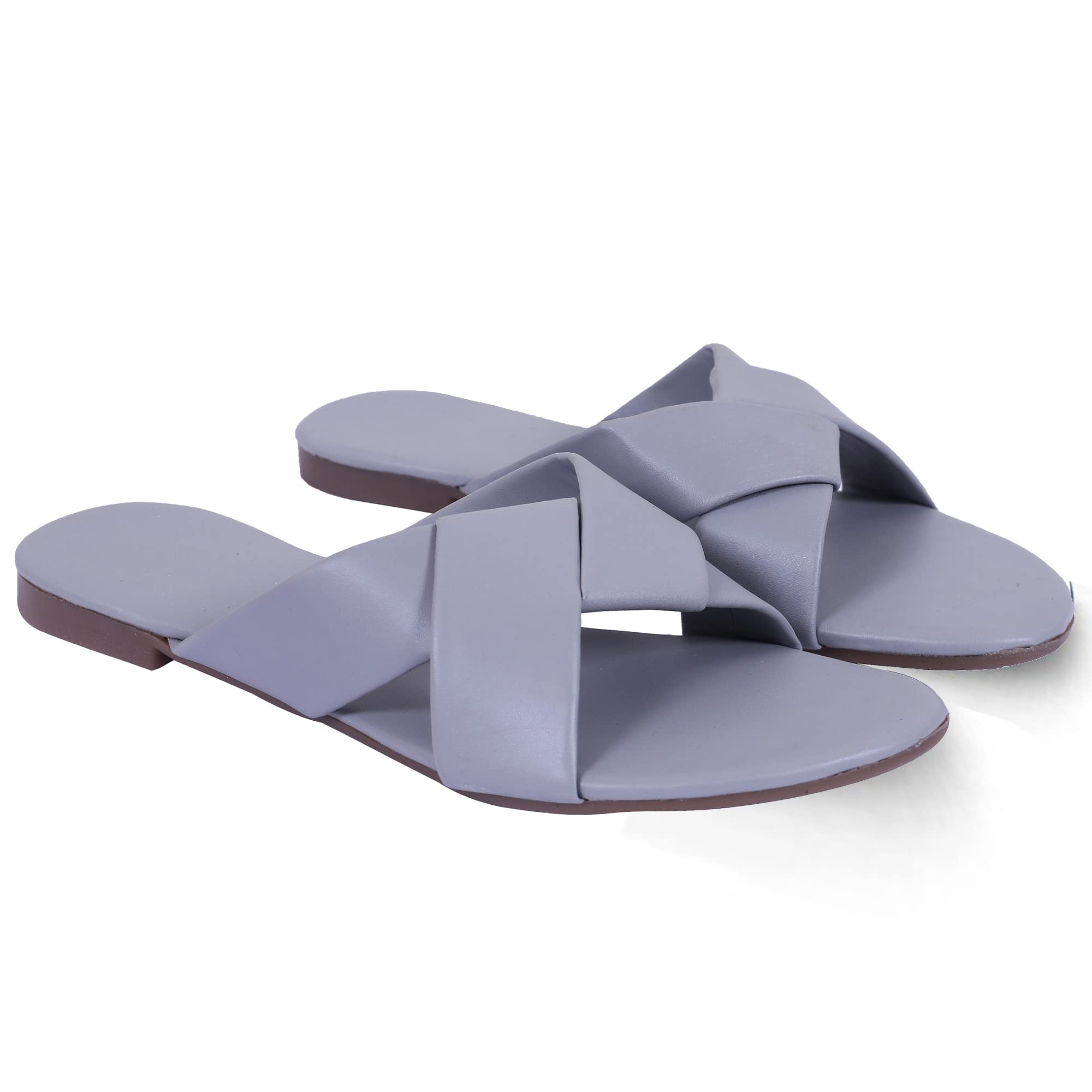 DFR Womens Casual Cross Strap Flat Sandals (Grey, 8) (B09ZSW3WZ7) Amazon Price History, Amazon Price Tracker