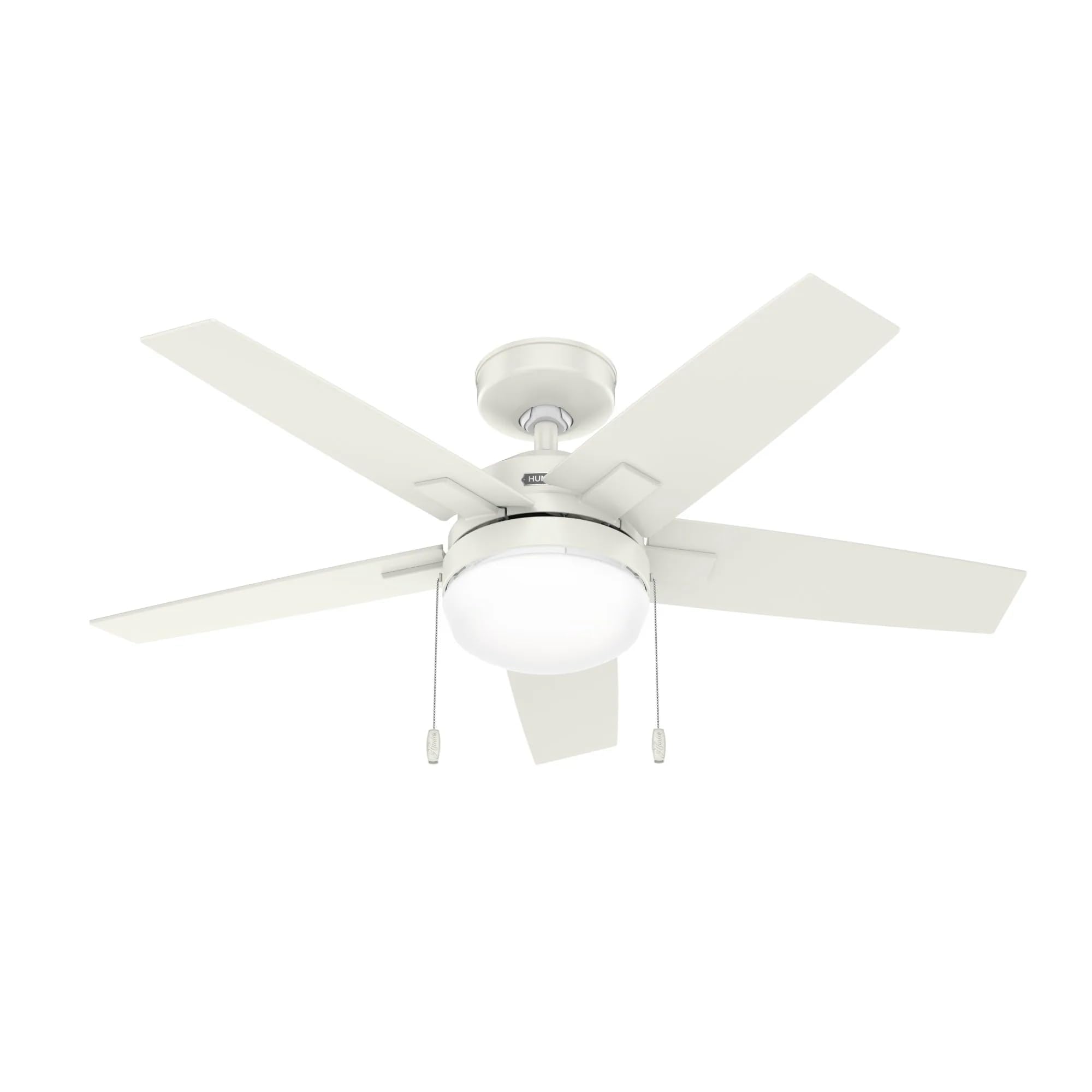 Hunter Fan 44 inch Casual Fresh White Indoor Ceiling Fan with LED Light and Pull Chain, Holiday Gift for Bedroom, Living Room/Family Room, Dining Room