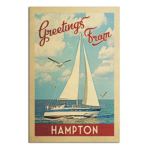 shgwehh Metal Tin Sign Hampton Virginia Vintage Travel Tin Sign Rustic Decor Cave Coffee Shop Bar Bedroom Home Wall Decor Tin Sign 20x30CM