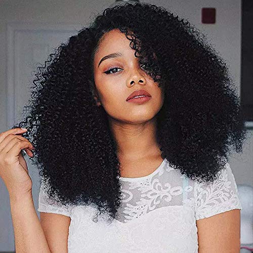 250% Density Full Fluffy Afro Kinky Curly U Part Wigs Mongolian Remy Human Hair U Opening None Lace Upart Wig for Black Women (24inch)