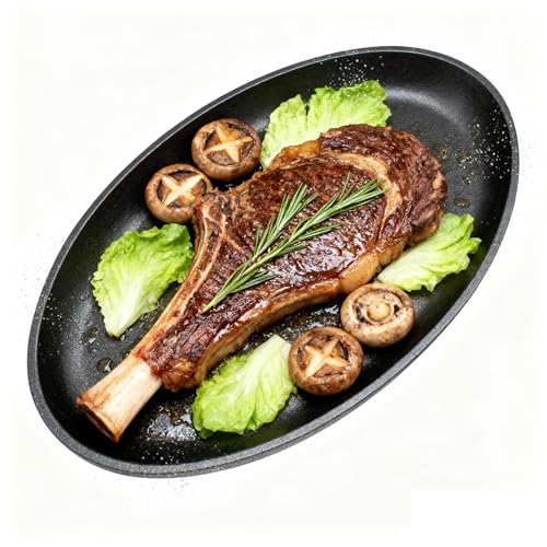 Image of Commerical Grade Cast Iron Steak Plate, Iron Plate, 13 x 10 inch, Oval Shape Sizzling Skillet W /o Handle