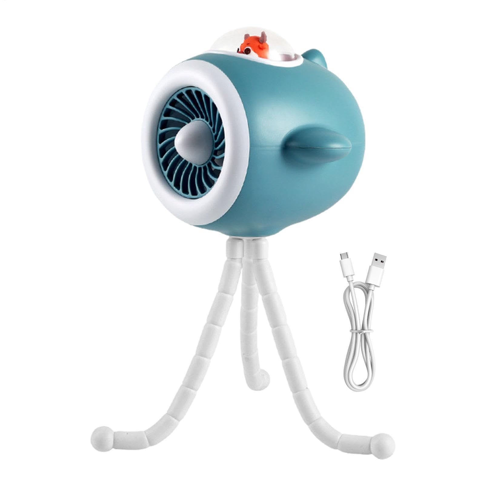 Genérico Ventilatore portatile per passeggino, luce LED girevole, ventilatore da scrivania portatile, per bambini, adulti, viaggi, spiaggia, campeggio, casa, passeggiate quotidiane, shopping, estate