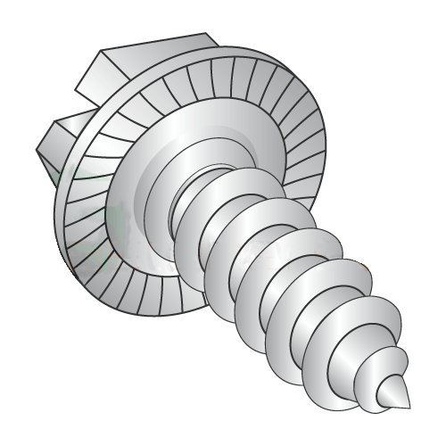 #14 x 1 Type AB Self-Tapping Screws/Serrated/Slotted/Hex Washer Head / 18-8 Stainless Steel/Serrations Under Head (Carton: 1,000 pcs)