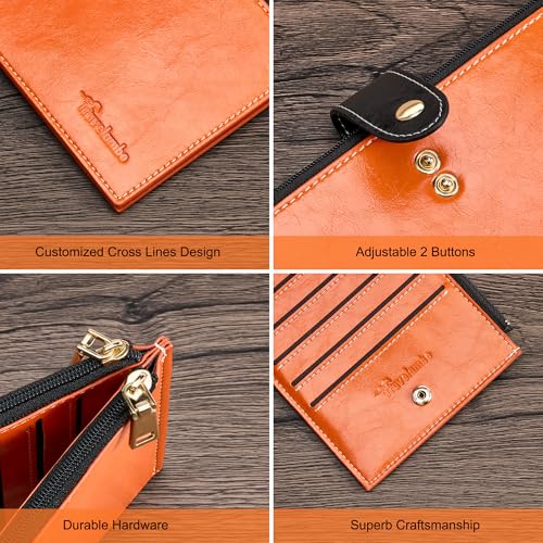 Image of Travelambo RFID Wallet Women Large Size Bifold Multi Card Wallet Case with Zipper Pocke Credit Card Holder for Women