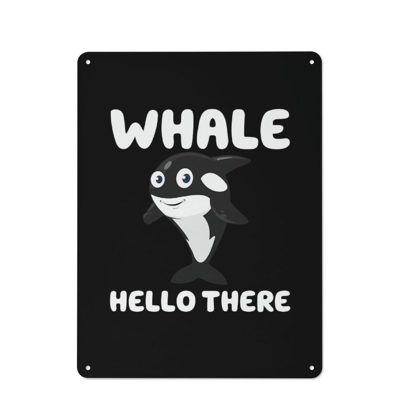 Junmoney Whale Hello There-1 Whale Hello There Country Metal Wall Decor 40X30cm, Country Metal Sign For Kitchen, Cottage, Porch Or Garden Room