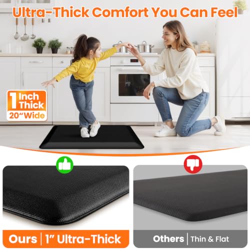 Image of 1-Inch Thick Anti-Fatigue Mat for Kitchen and Standing Desk, 20 inchx32 inch, Black