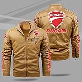 Herren Lederjacke für Ducati Print Jugend Rennradjacke Vintage Leder Flug Herbst Winter Loser Mantel Teen Geschenke,b,3XL