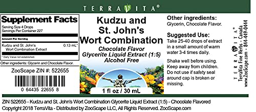 Miniatura 4 de TerraVita Kudzu and St. John's Wort - Extracto líquido combinado de glicerita (15), sabor a chocolate (1 oz, ZIN 522655)