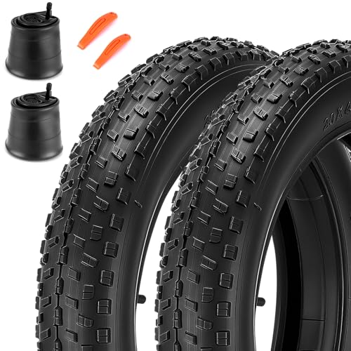 20/26×4.0 Fat Tire for Ebike and MTB, High-Performance 26/20×4.0 Fat Tires Set with 20×4 Tire Tube Puncture Proof, Heavy Duty 20×4 Bike Tires Durable All-Terrain