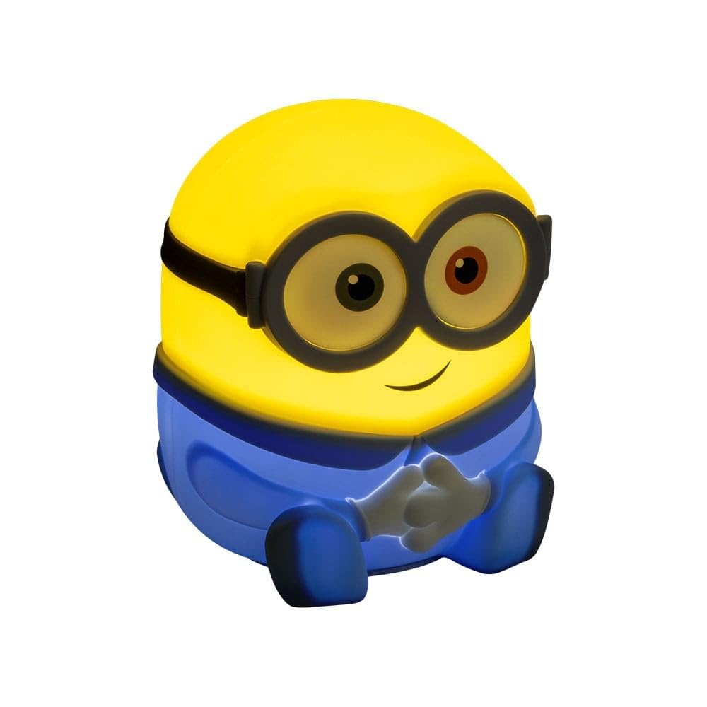 Paladone, SquishyGlo, Luce notturna in silicone di Bob dei Minions, con licenza ufficiale, lampada ricaricabile e morbida al tatto, con timer di spegnimento automatico, per camera da letto e casa