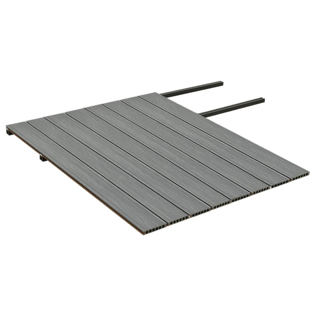 Lot de lames de terrasse WPC marron et gris en composite bois-plastique 16 m² 2200 x 140 x 23 mm avec accessoires pour balcon, terrasse, zone de piscine, durables et imperméables