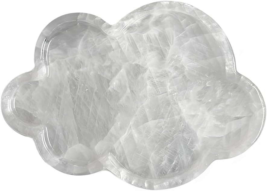 Natural Marble Tray Cloud Shape Vanity Trays, Jewelry Trays Holder Dish for Bathroom Countertop Home Decor Gift White