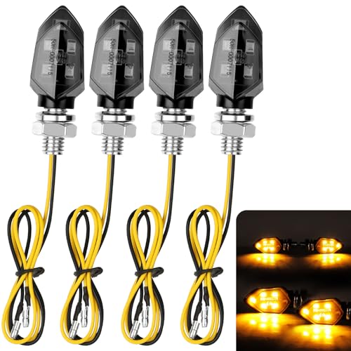 LOPHE 4 Stück LED Motorrad Blinker, 12V Motorrad Lauflicht, 5 LED M8 E-MARK Geprüft Miniblinker Universal, Blinker Licht Wasserdicht für Motocross Fahrrad Moped