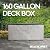 Suncast 160-Gal. Waterproof Resin Extra-Large Outdoor Patio Deck Box with Pad-Lockable Lid, Modern Reeded Outdoor Patio Bench/Storage Box for Cushions, Garden Tools, and More, Iron Ore/French Gray
