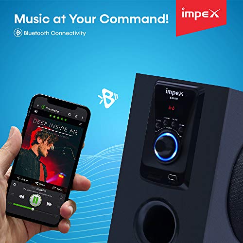 Image of Impex Santo 45 Watts 5.1 Channel Multimedia Speaker System with USB /SD /MMC Card /Bluetooth /FM Radio & Remote Function (Black)