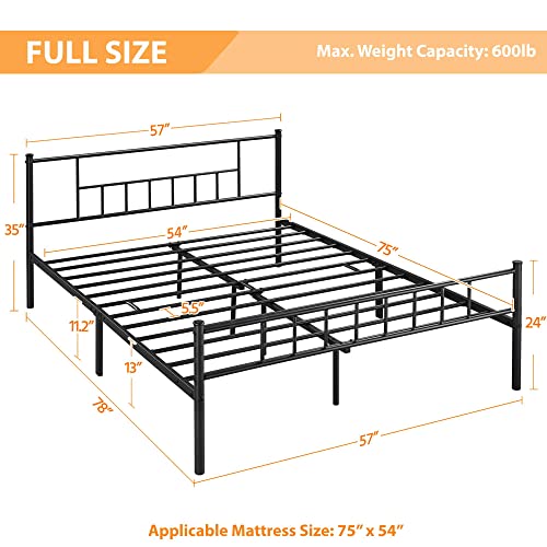 Yaheetech 13 Inch Full Size Metal Bed Frame With Headboard And Footboard Platform Bed Frame With Storage No Box Spring Needed Mattress Foundation For Adult Black #TOP2